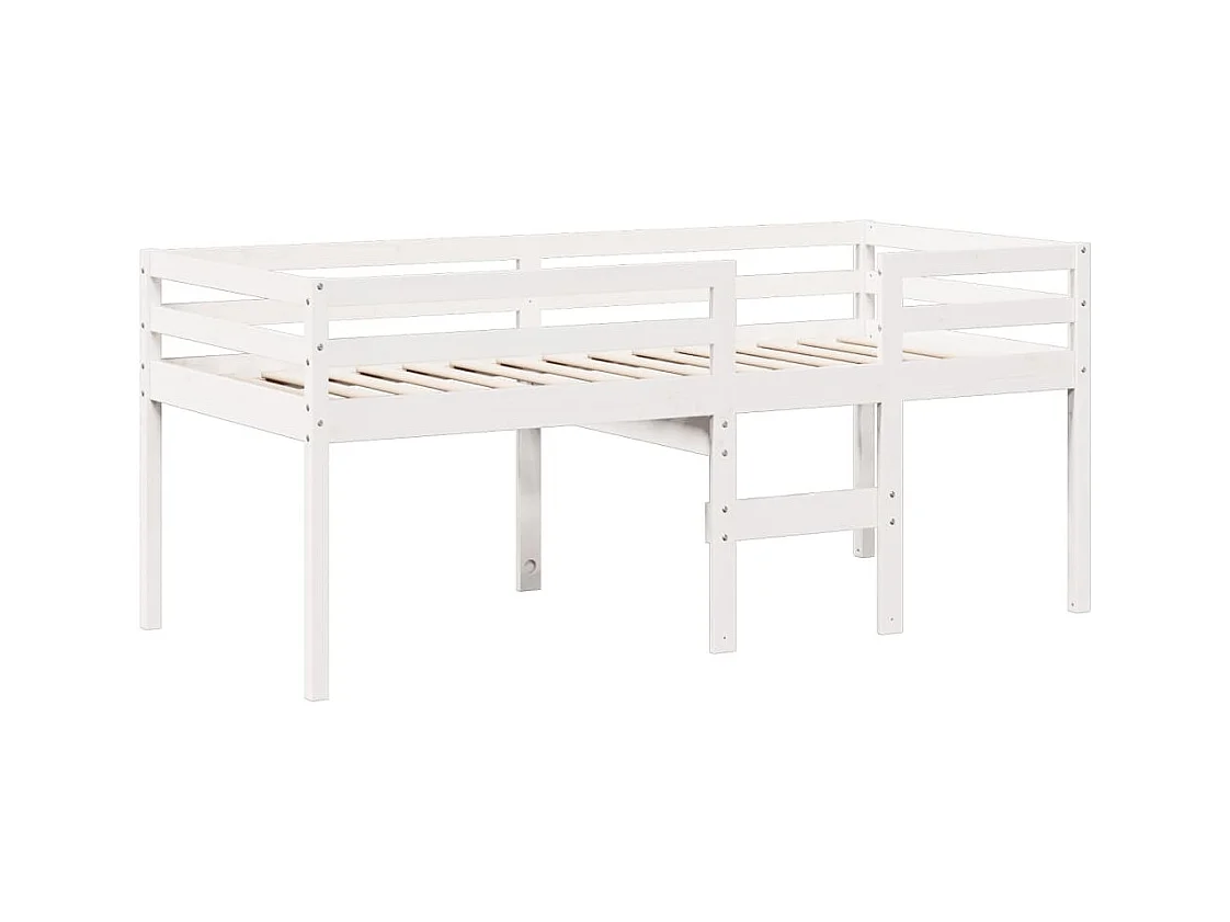 Lit haut sans matelas blanc 90x200 cm bois de pin massif