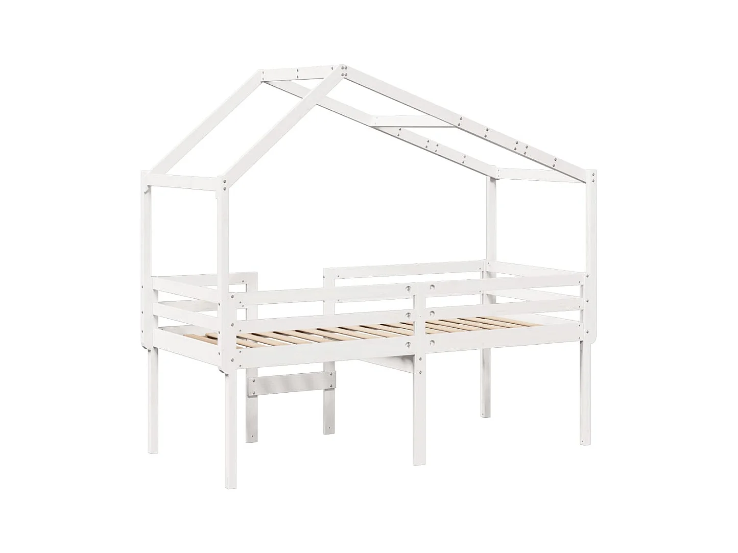 Lit haut sans matelas blanc 90x200 cm bois de pin massif