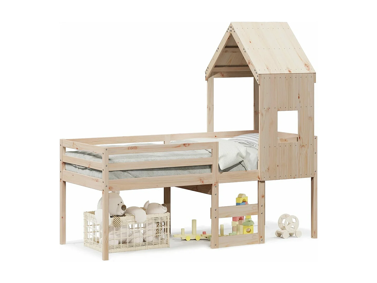 Lit haut sans matelas 80x200 cm bois de pin massif