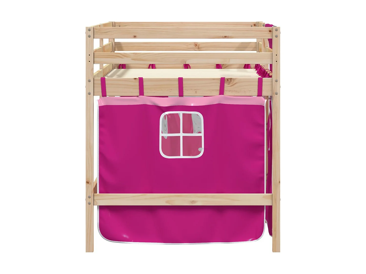Lit mezzanine enfants avec rideaux sans matelas rose 80x200cm
