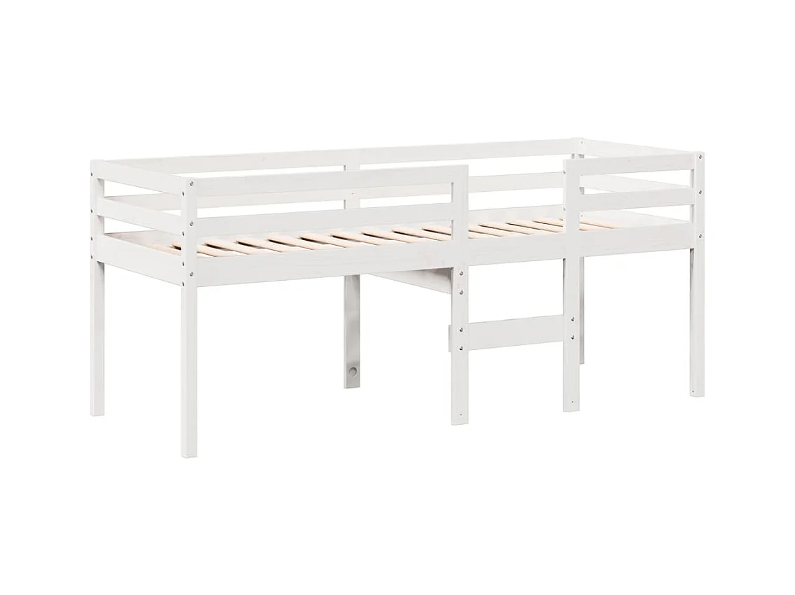 Hochbett mit Dach Weiß 75x190 cm Massivholz Kiefer