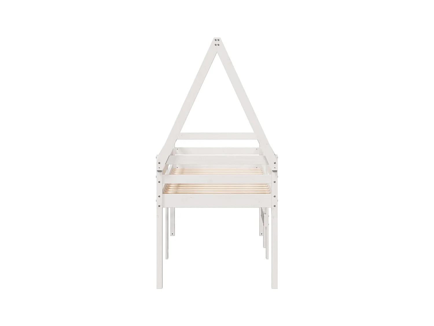 Hochbett mit Dach Weiß 75x190 cm Massivholz Kiefer