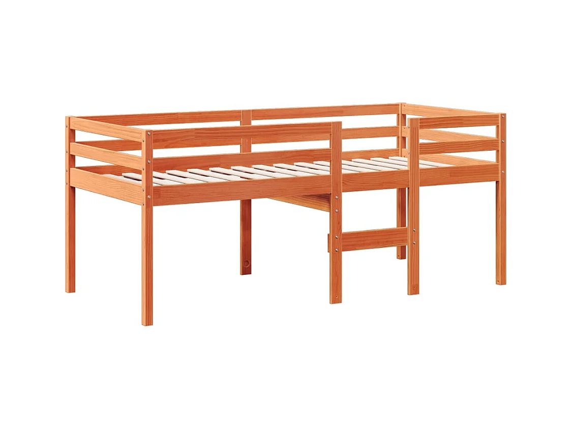 Lit haut sans matelas cire marron 90x190 cm bois de pin massif