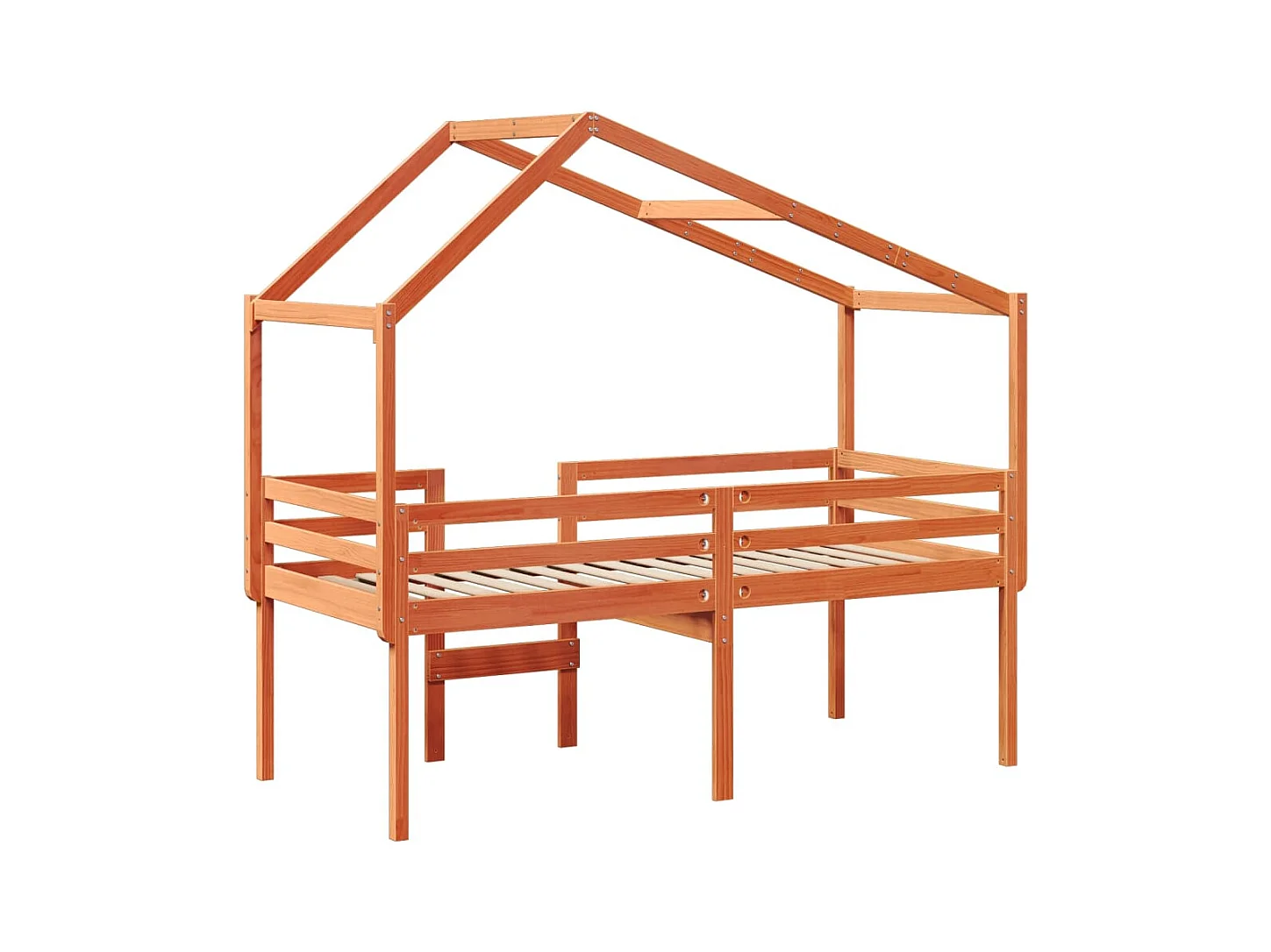 Lit haut sans matelas cire marron 90x190 cm bois de pin massif