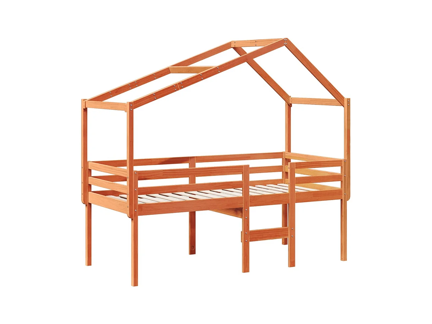 Lit haut sans matelas cire marron 90x190 cm bois de pin massif