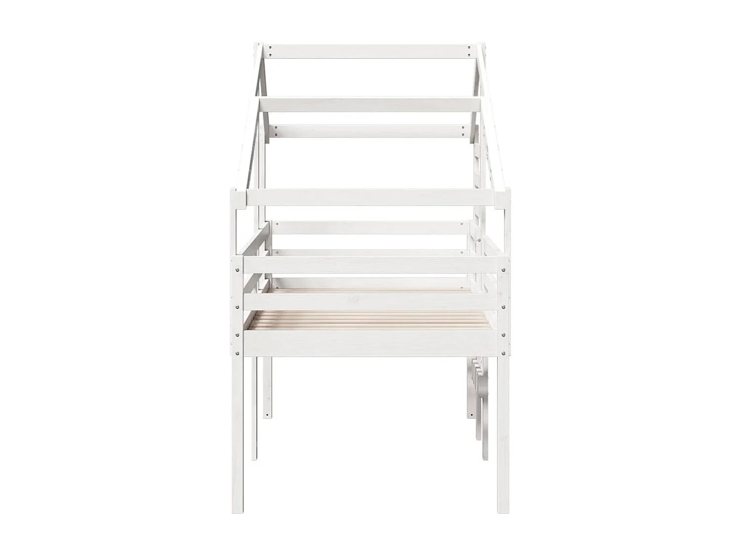 Letto a Soppalco con Tetto Bianco 75x190 cm in Legno di Pino