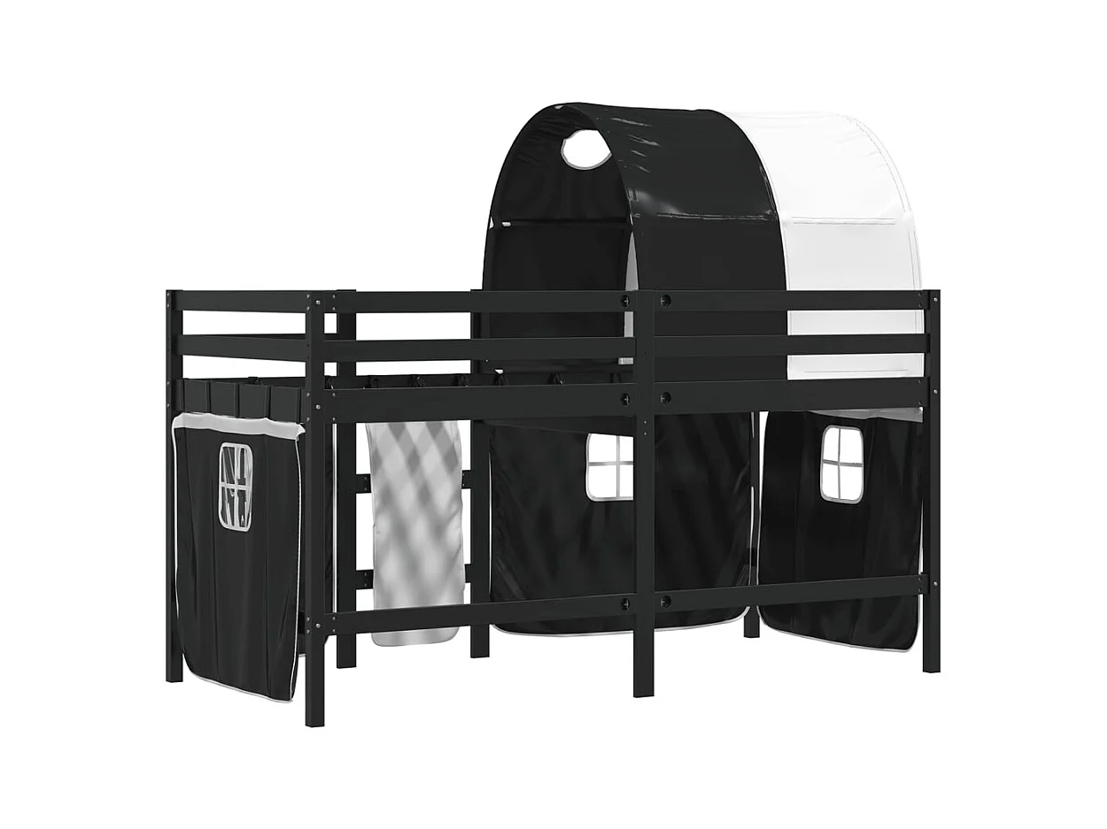 Lit mezzanine enfants avec tunnel sans matelas 90x190 cm