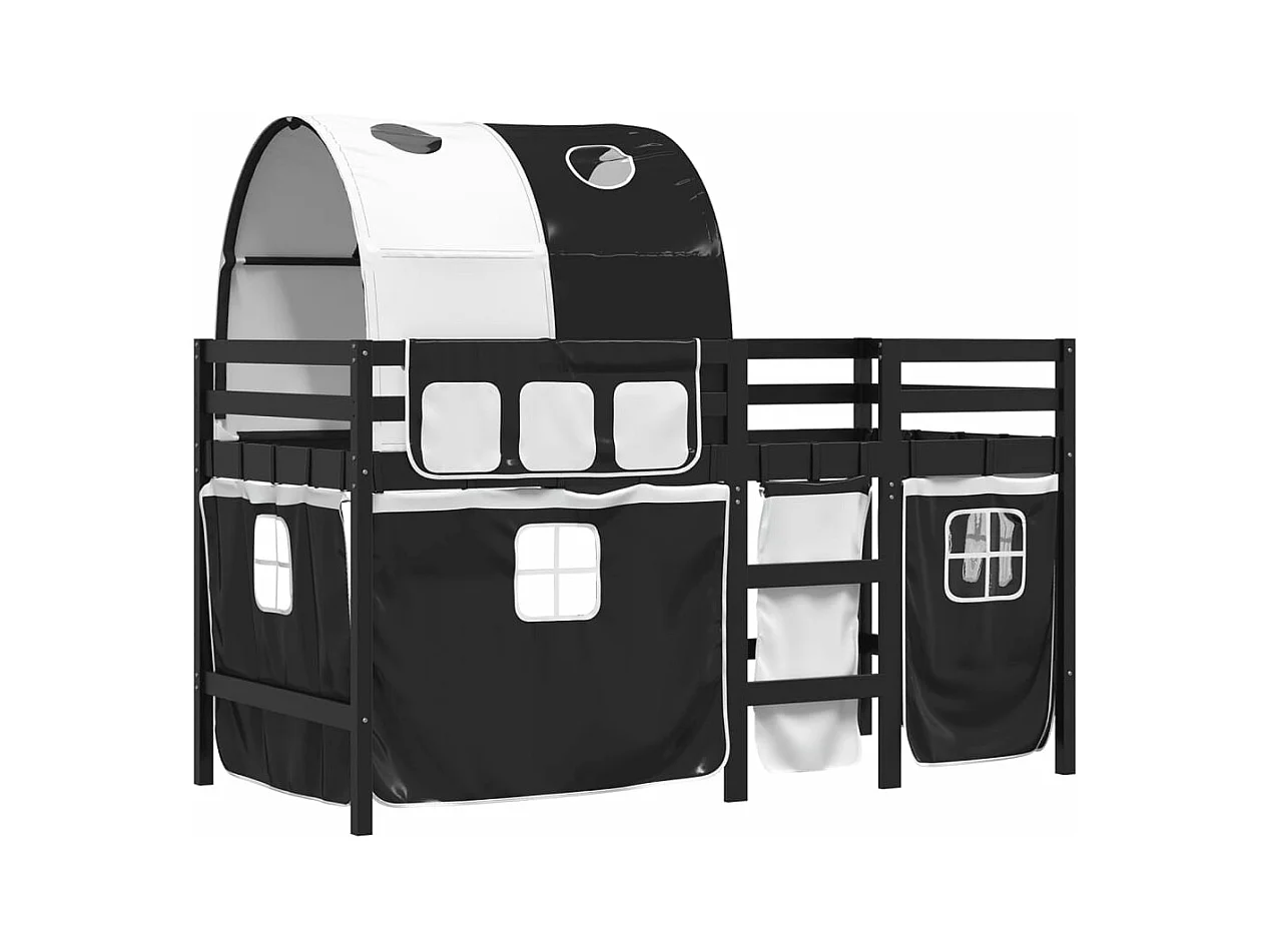 Lit mezzanine enfants avec tunnel sans matelas 90x190 cm