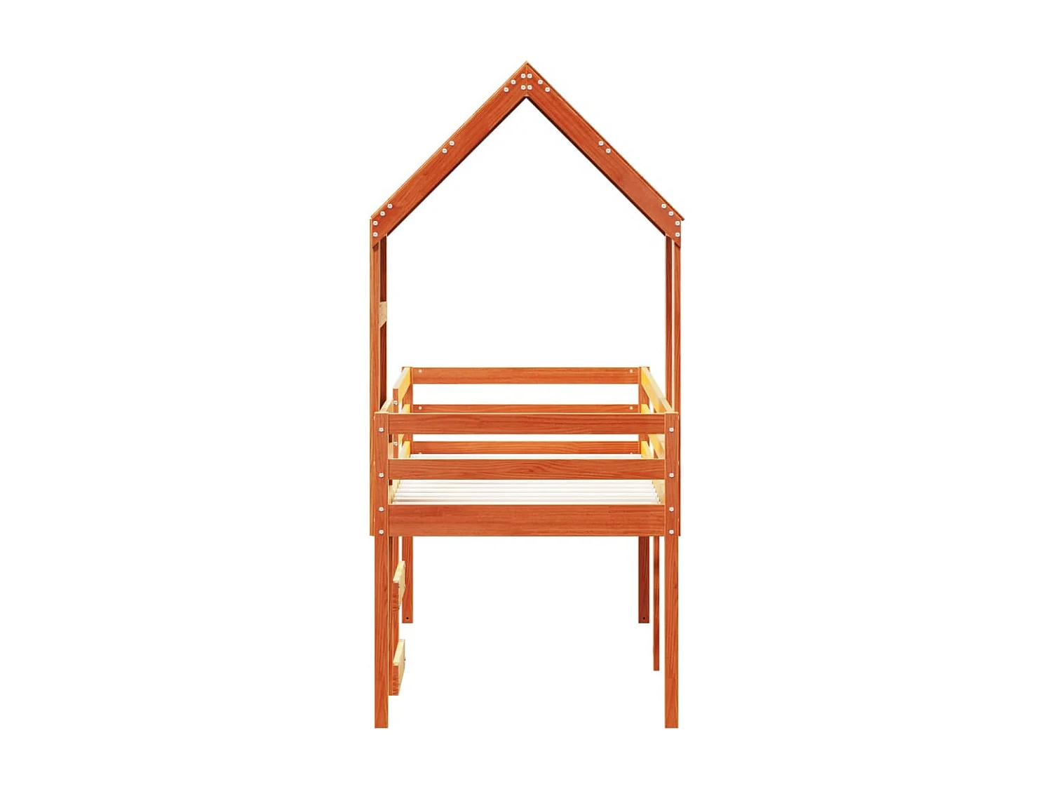 Hochbett mit Dach Wachsbraun 90x200 cm Massivholz Kiefer