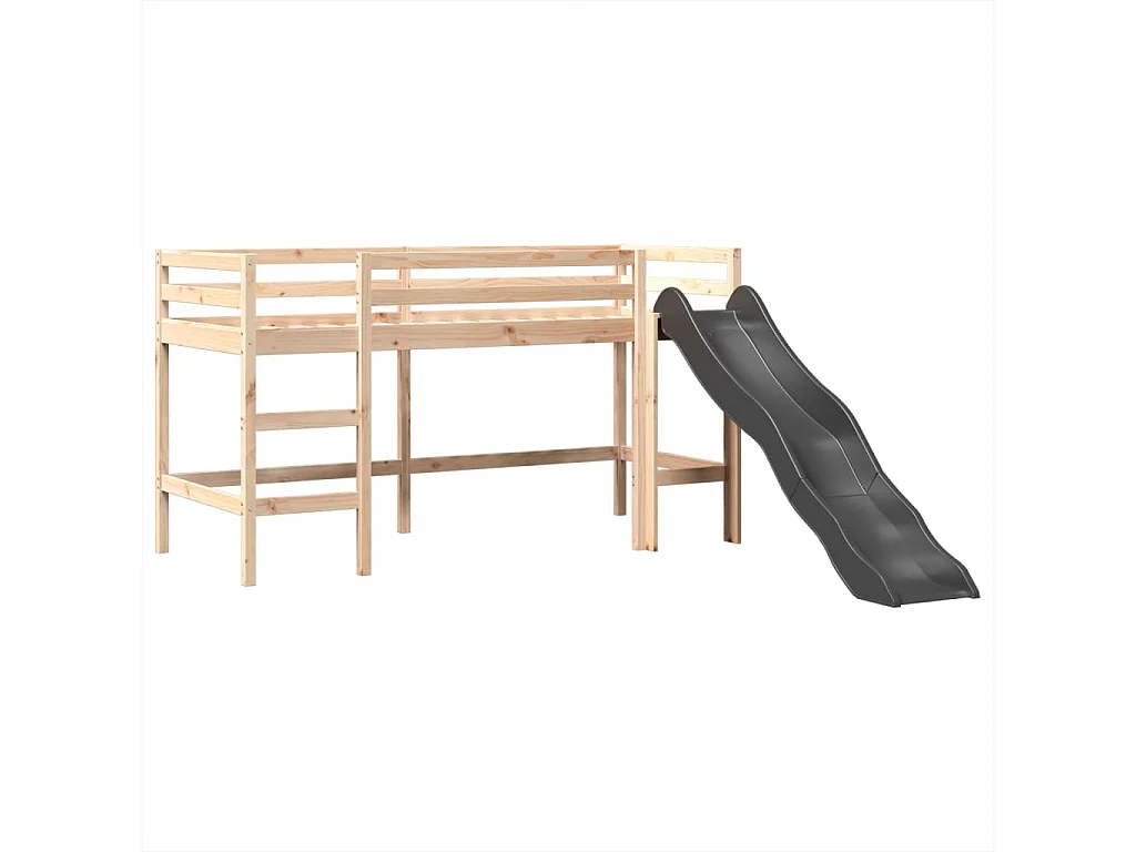 Kinderhochbett mit Turm Weiß & Schwarz 80x200 cm Kiefernholz