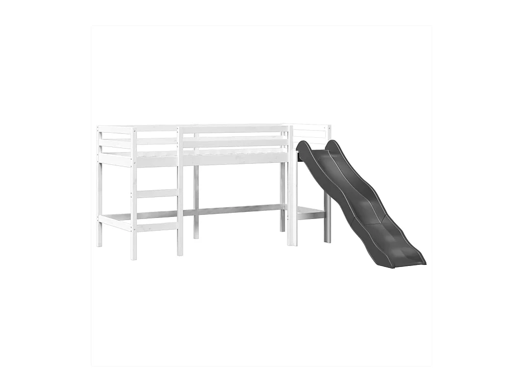 Lit mezzanine enfants et tour blanc/noir 90x200 cm pin massif