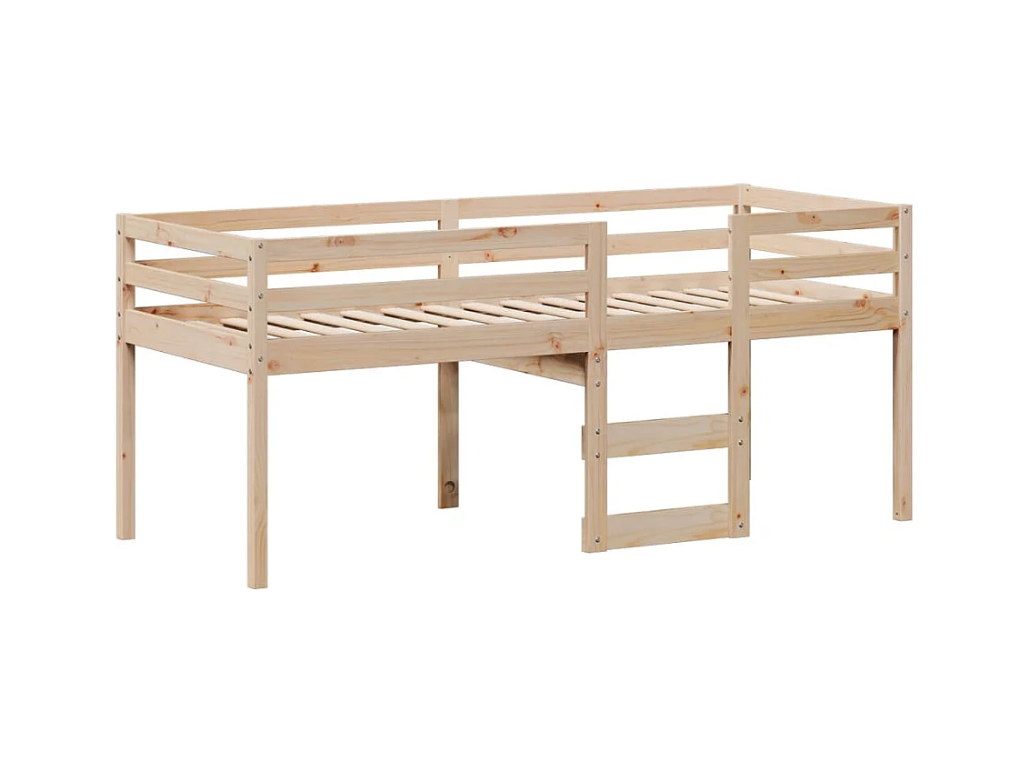 Hoogslaper met dak massief grenenhout wasbruin 75x190 cm