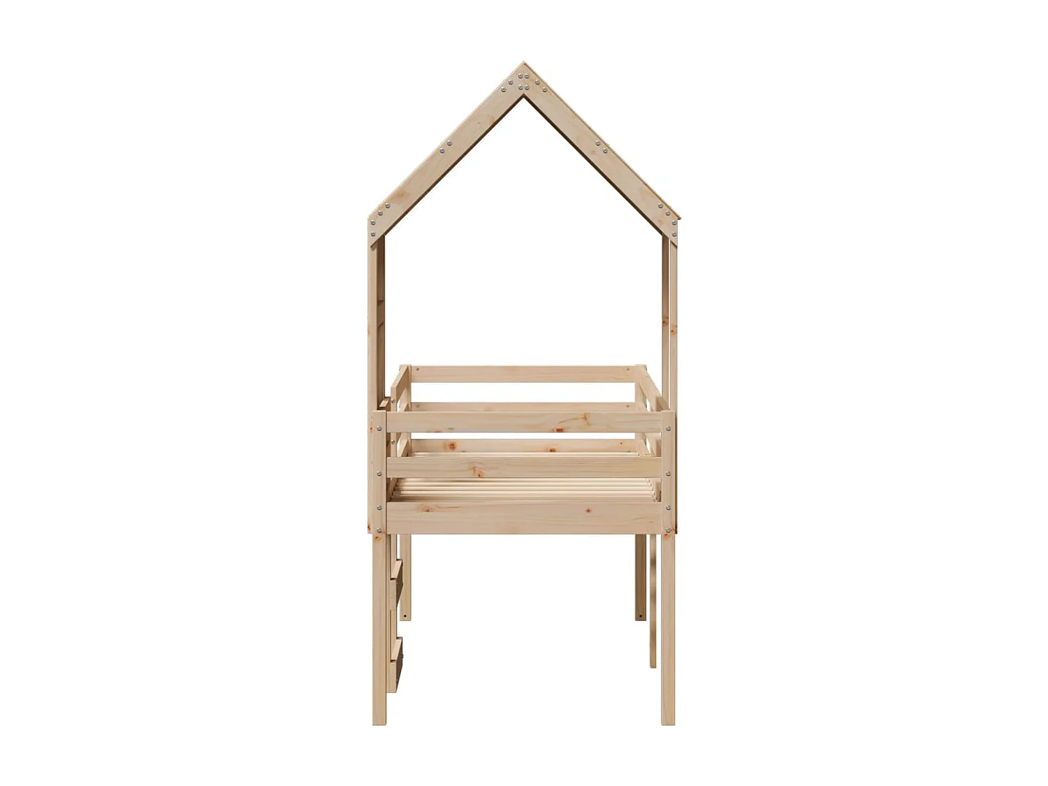 Hochbett mit Dach 75x190 cm Massivholz Kiefer