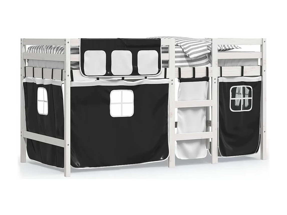 Lit mezzanine enfants avec rideaux sans matelas 90x190 cm