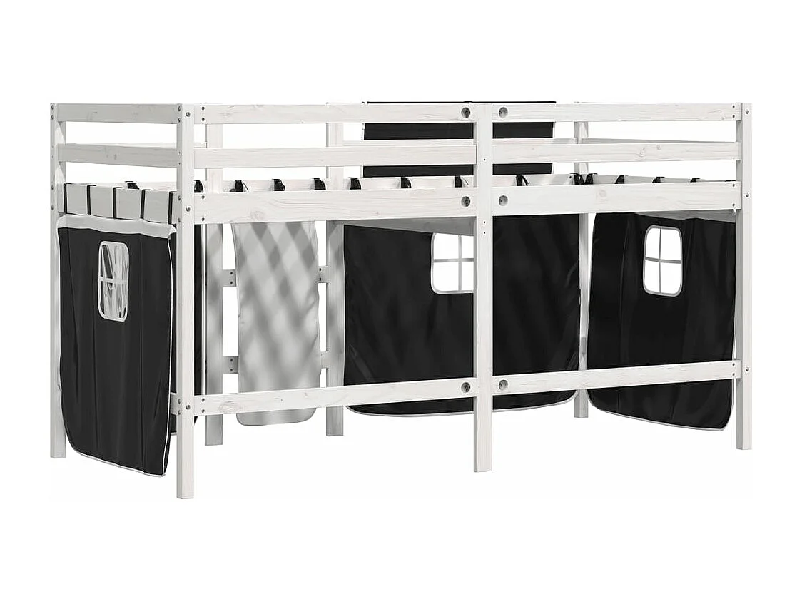 Lit mezzanine enfants avec rideaux sans matelas 90x190 cm