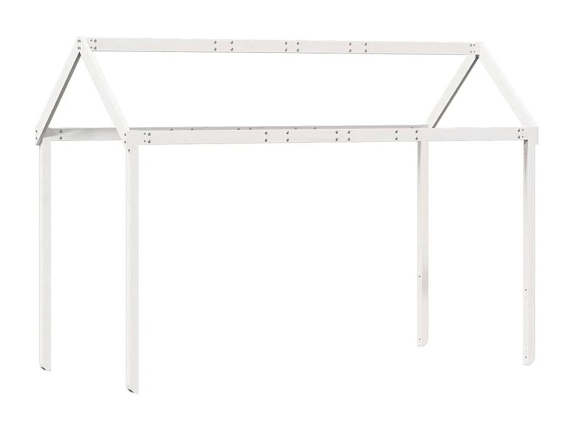 Hochbett mit Dach Weiß 75x190 cm Massivholz Kiefer