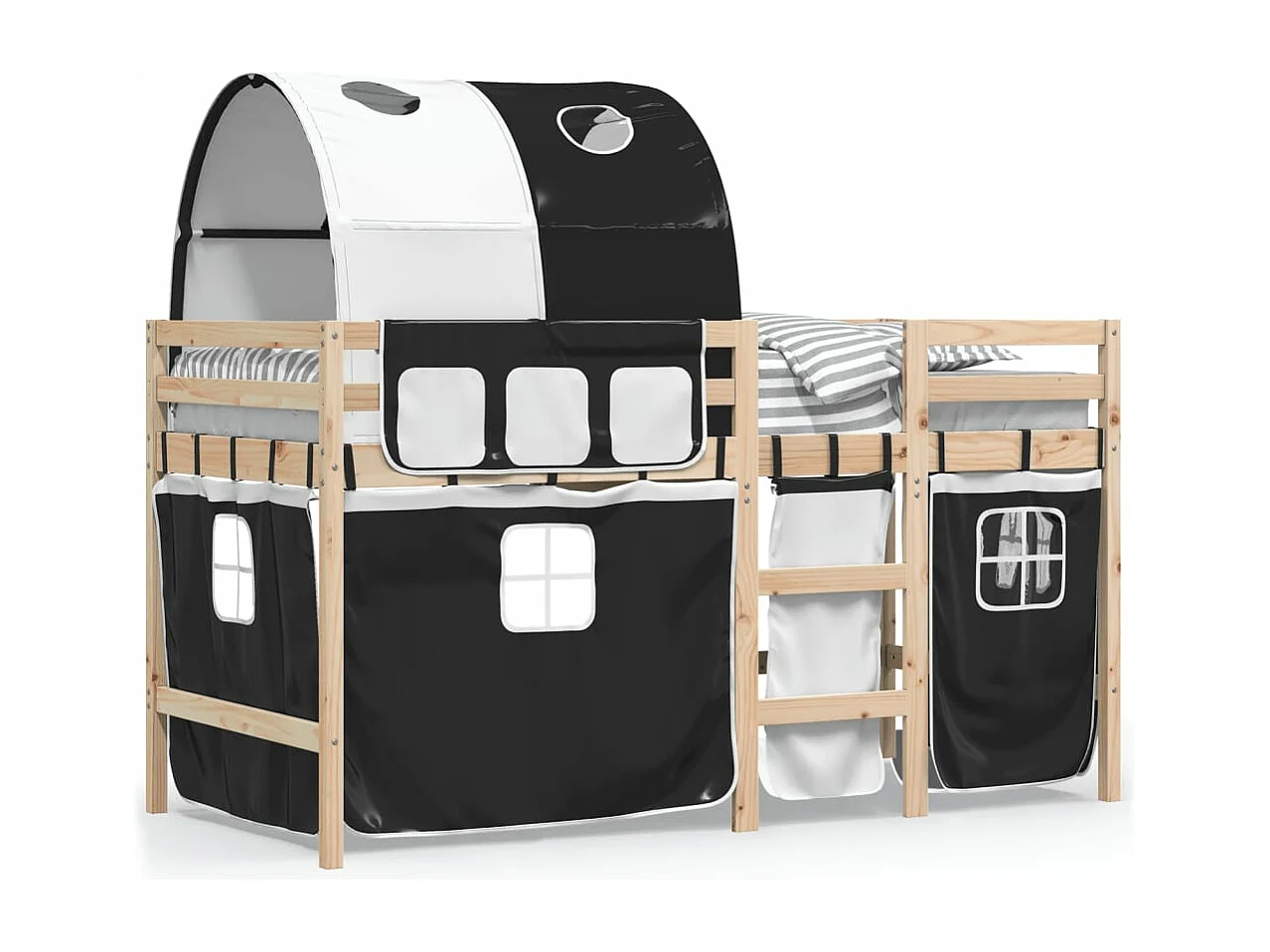 Lit mezzanine enfants avec tunnel sans matelas 90x190 cm