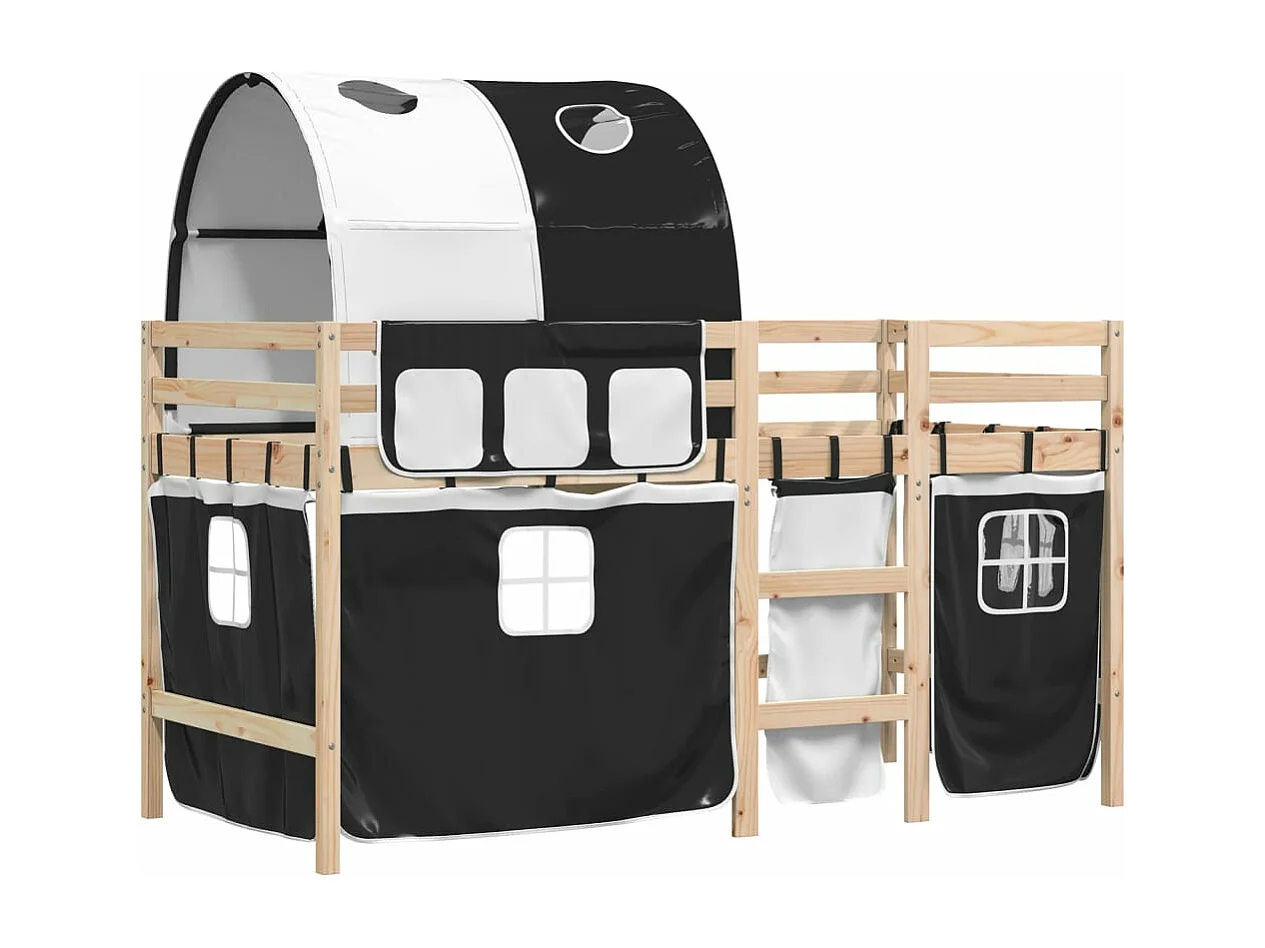 Lit mezzanine enfants avec tunnel sans matelas 90x190 cm