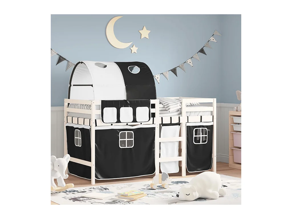 Lit mezzanine enfants avec tunnel sans matelas 90x190 cm