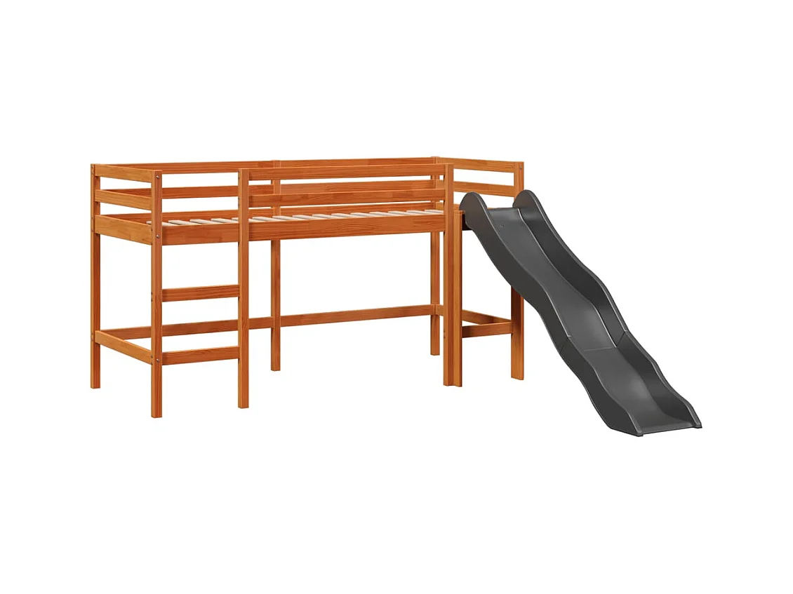 Kinderhochbett mit Turm Weiß & Schwarz 80x200 cm Kiefernholz