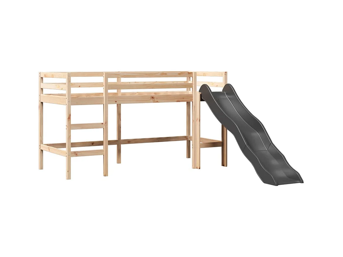 Kinderhoogslaper met tunnel 80x200 cm massief grenenhout blauw