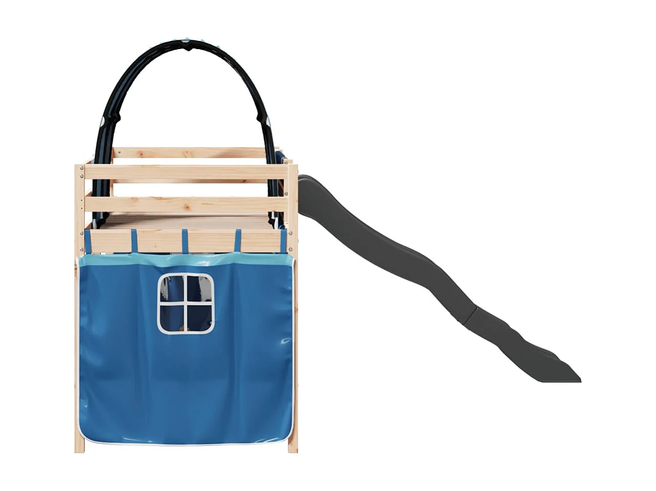 Cama alta para criança com túnel 80x200 cm pinho maciço azul