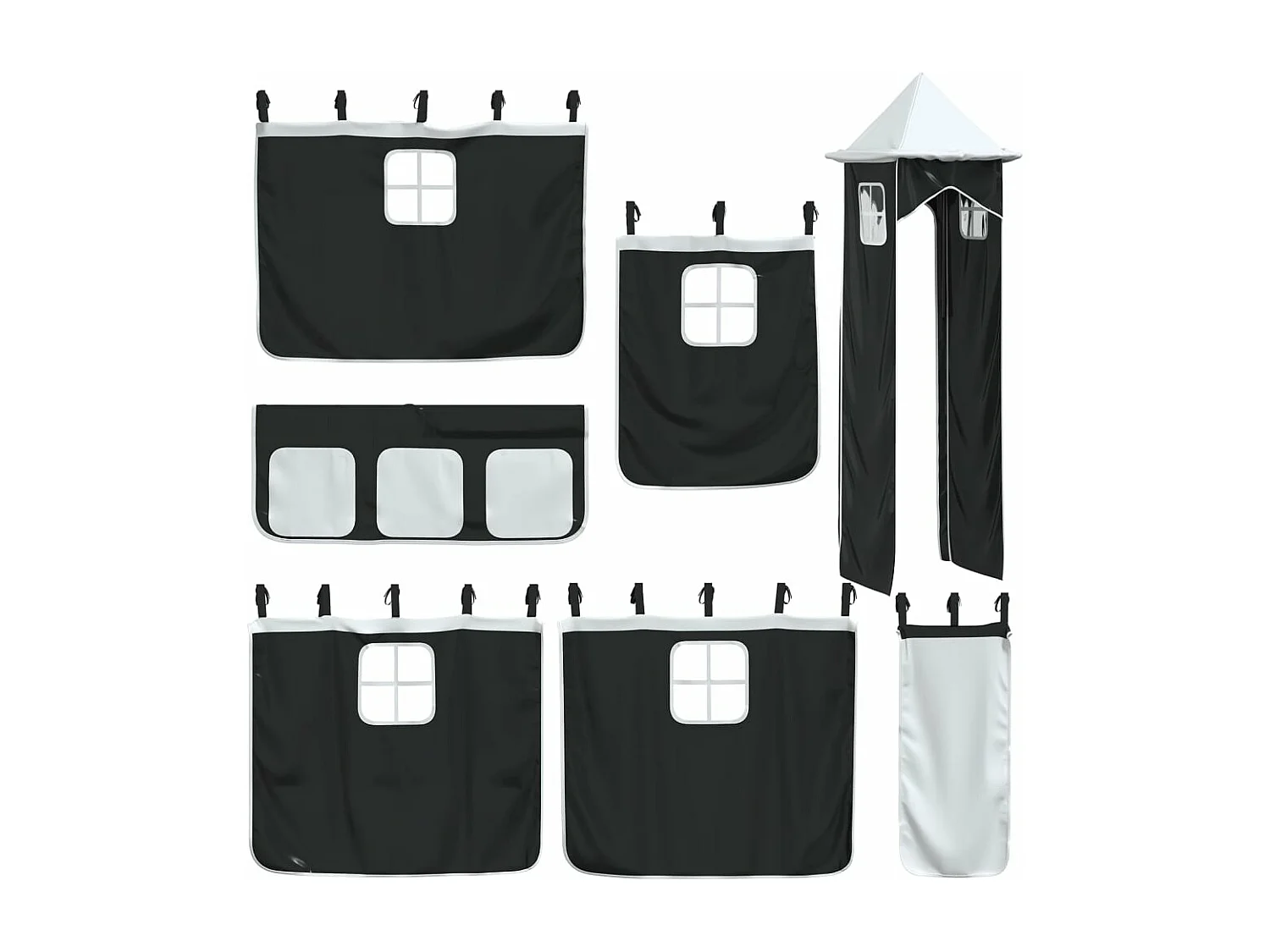 Lit mezzanine enfants et tour blanc/noir 90x200 cm pin massif