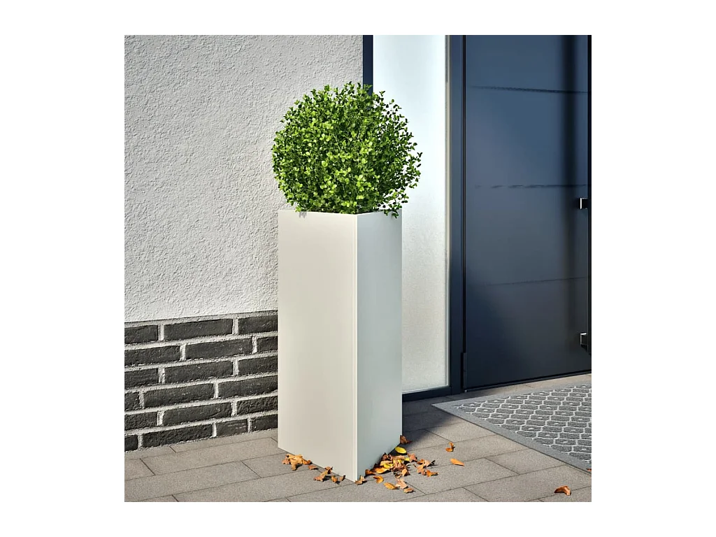 Fioriera da Giardino Bianca Triangolare 40x34,5x70cm in Acciaio