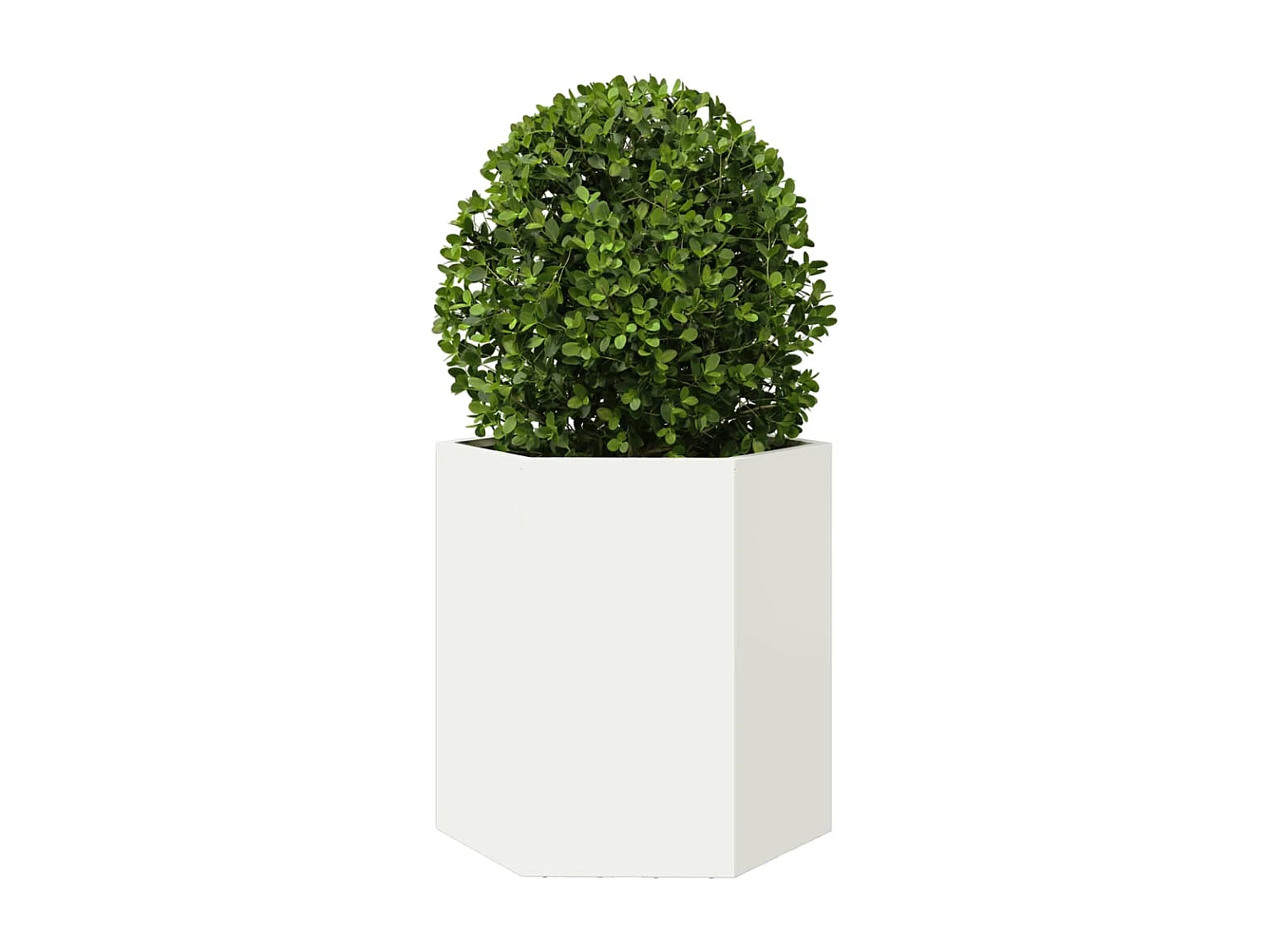 Vaso/floreira de jardim 2 pcs hexagonal 46x40x45 cm aço branco