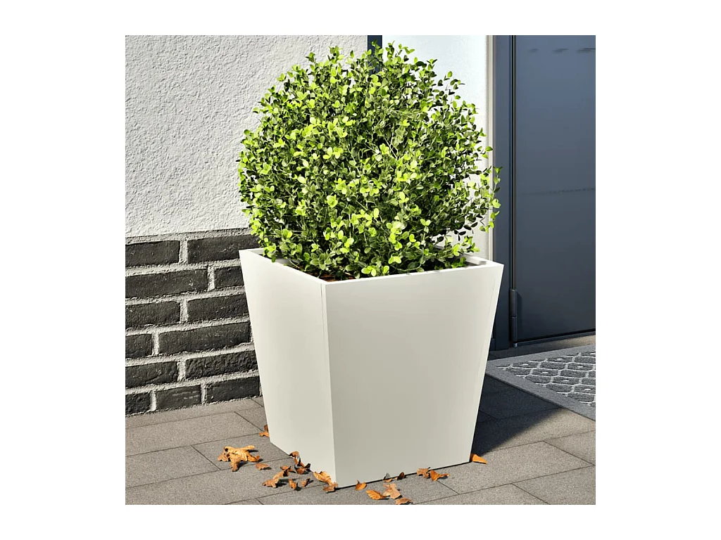 Fioriere da Giardino 2 pz Bianche 40x40x40 cm in Acciaio