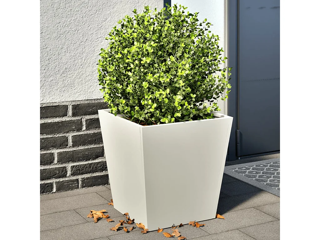 Jardinières 2 pcs blanc 40x40x40 cm acier