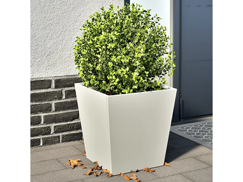 Jardinières 2 pcs blanc 40x40x40 cm acier