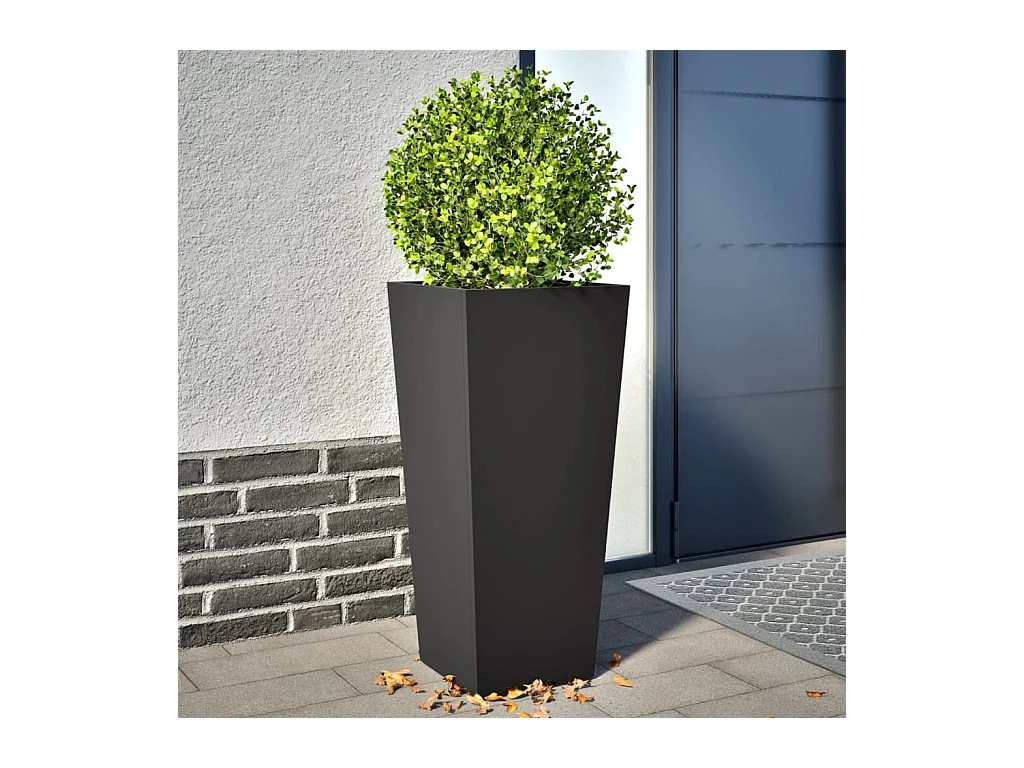 Plantenbakken 2 st 35x35x75 cm staal zwart