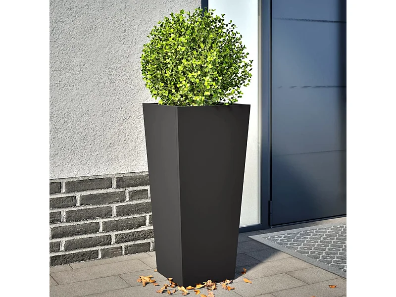 Fioriere da Giardino 2 pz Nere 35x35x75 cm in Acciaio