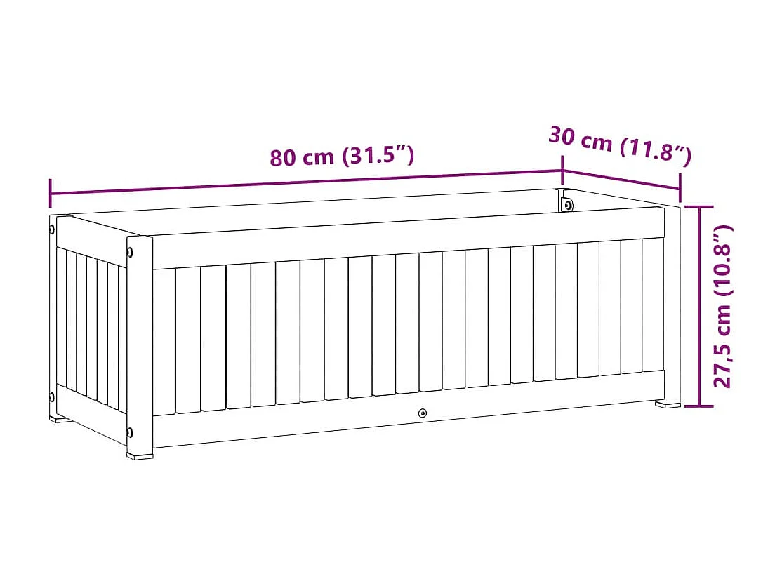 Fioriera da Giardino 80x30x27,5 cm in Legno Massello di Acacia