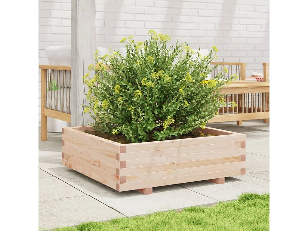 Jardinera de madera maciza de pino 80x80x26,5 cm