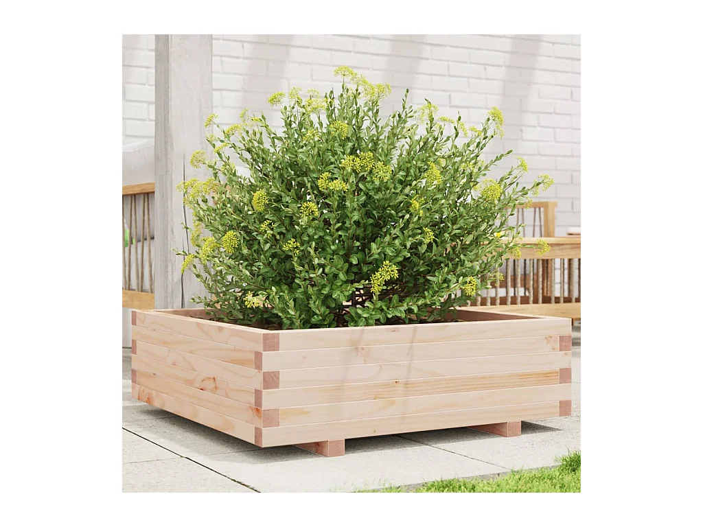 Fioriera da Giardino 80x80x26,5 cm in Legno Massello di Pino