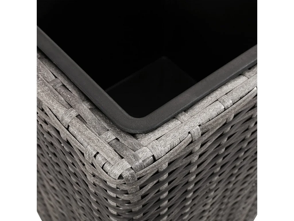 Vasos/floreiras de jardim elevados 3 pcs vime PE cinzento