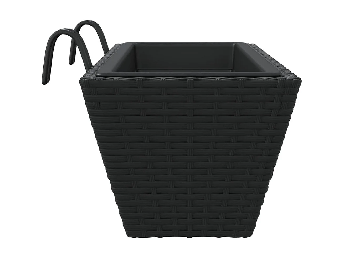 Pflanzkasten mit Haken 2 Stk. Schwarz Poly Rattan