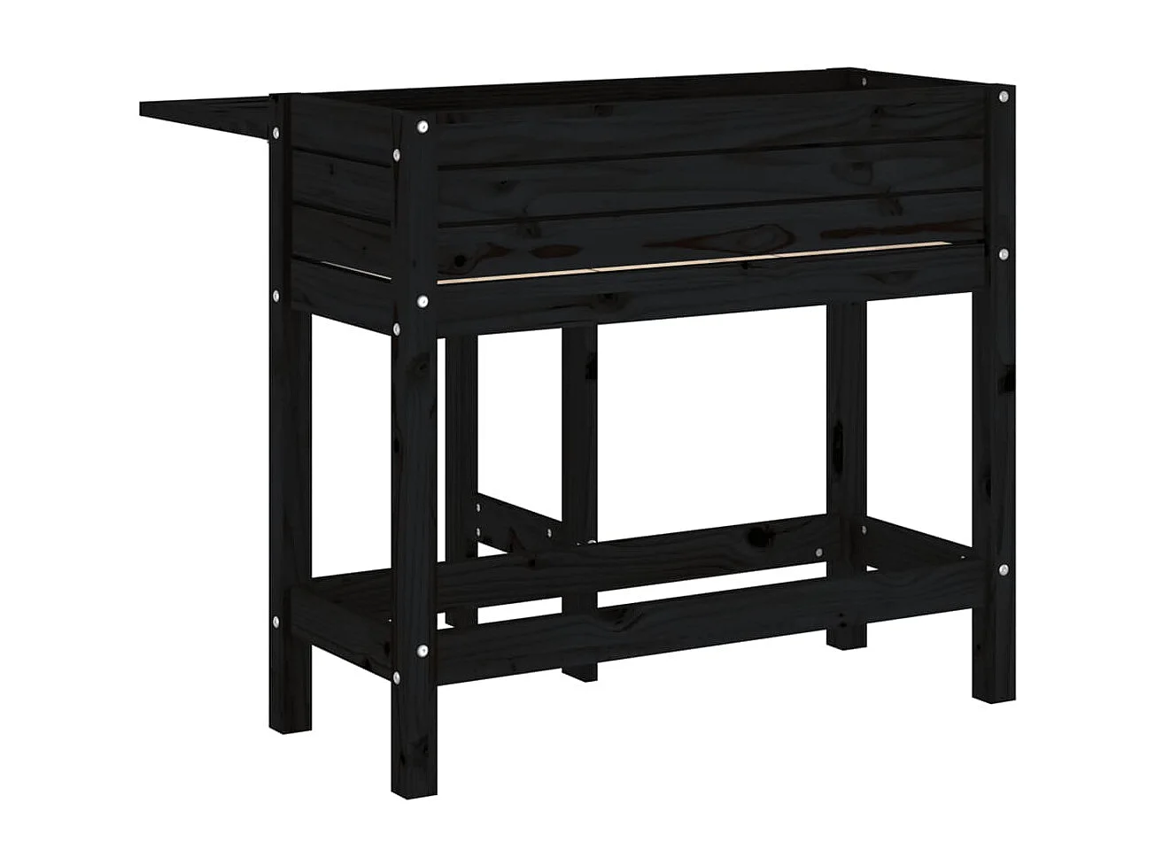 Jardinera con tapa plegable madera maciza de pino negro