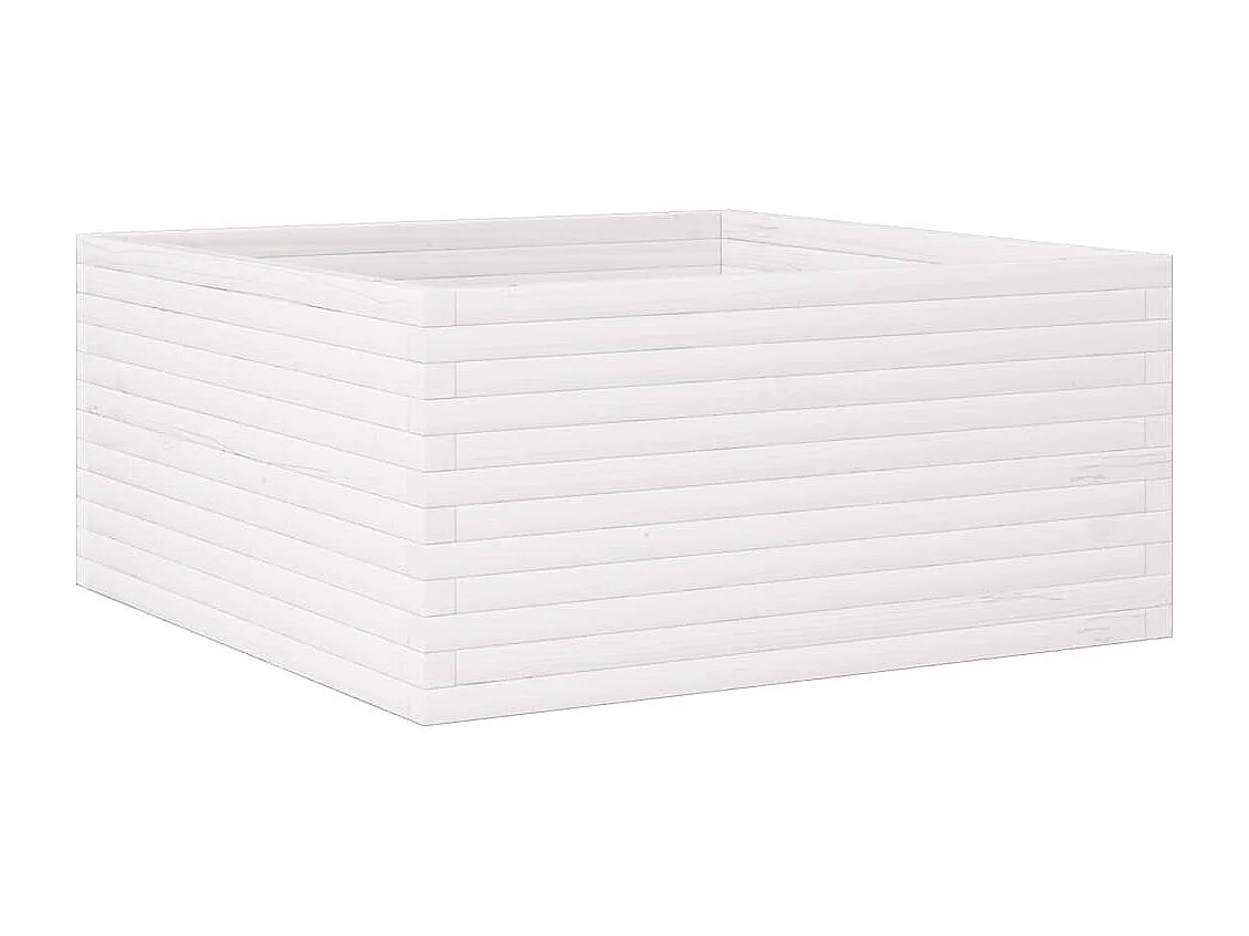 Plantenbak 100x100x46 cm massief grenenhout wit