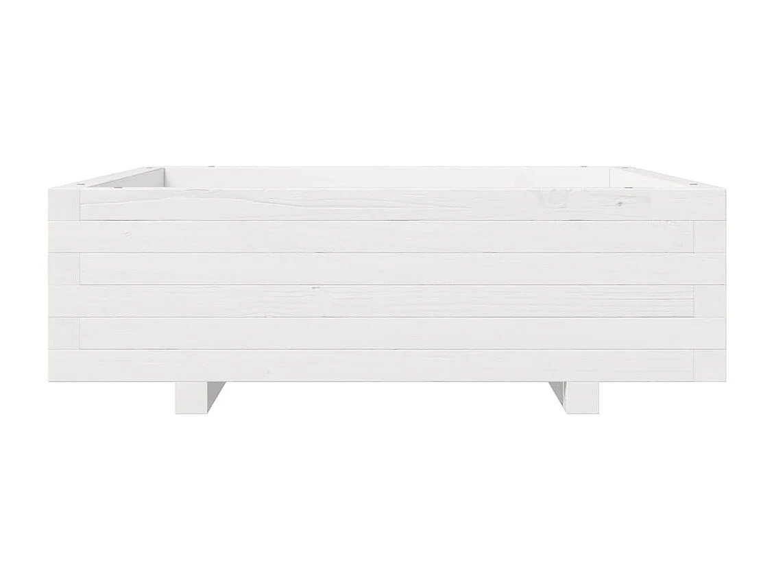 Jardinière blanc 80x80x26,5 cm bois de pin massif