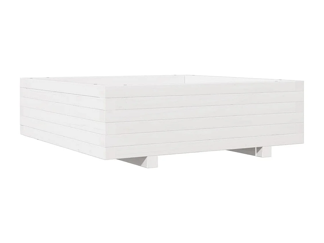 Jardinière blanc 80x80x26,5 cm bois de pin massif