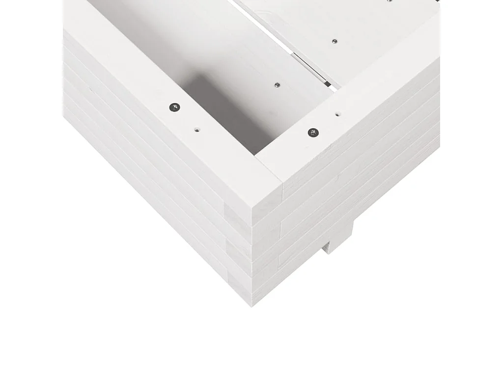 Jardinière blanc 80x80x26,5 cm bois de pin massif