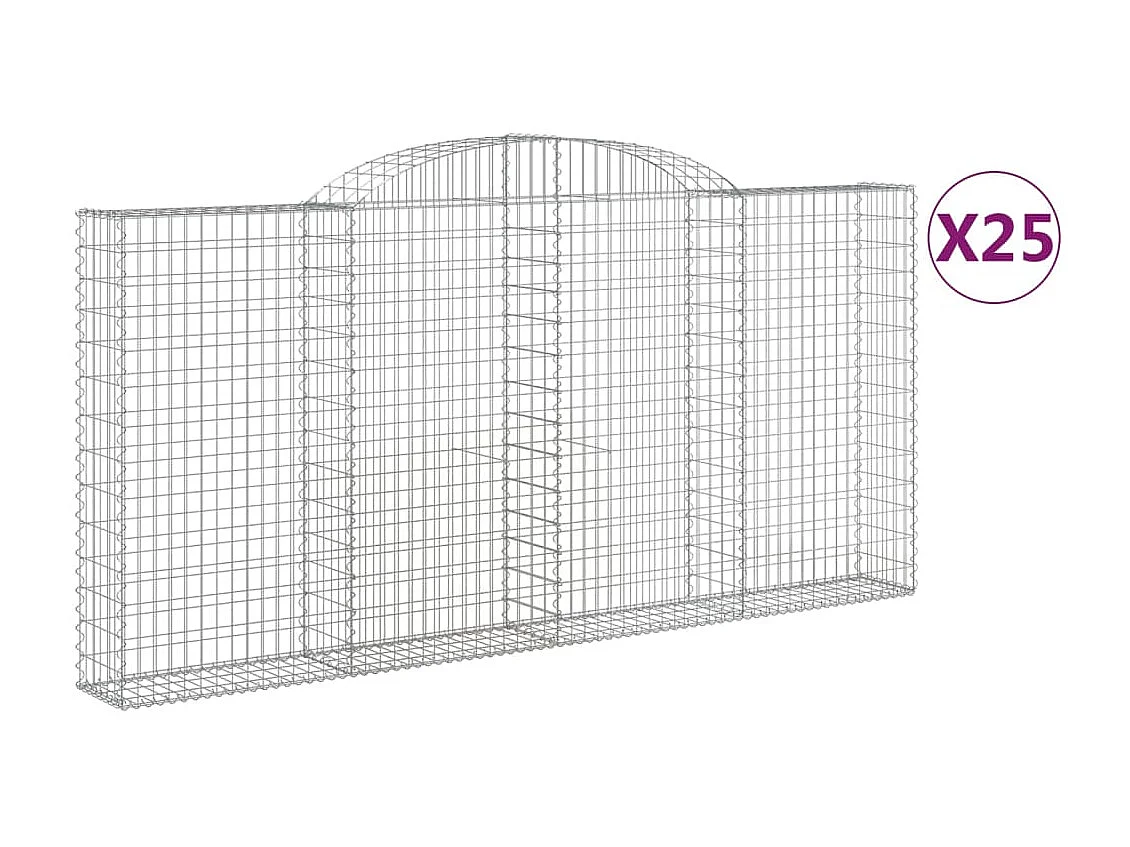 Gabionen mit Hochbogen 25 Stk 300x30x140/160cm Verzinktes Eisen