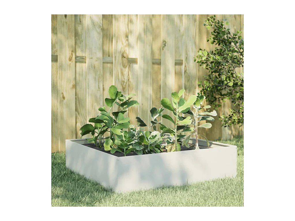 Lit surélevé de jardin blanc 100x100x25 cm acier