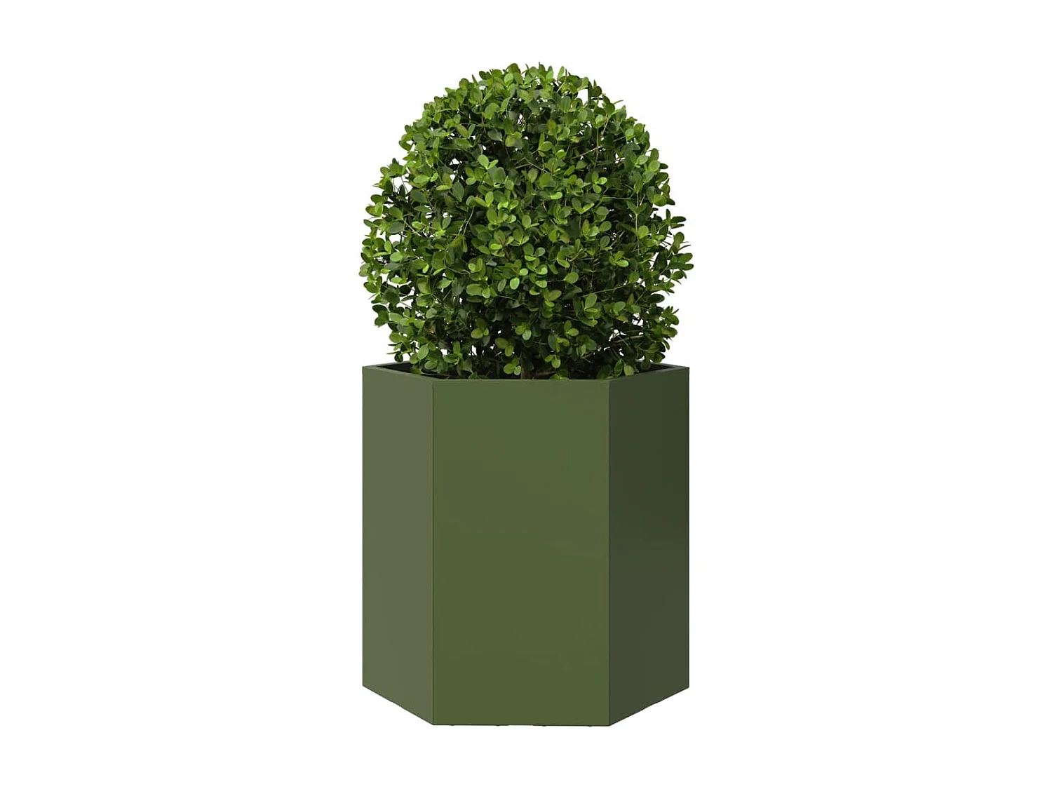 Jardinière vert olive hexagone 46x40x45 cm acier
