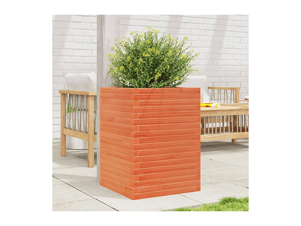 Fioriera Giardino Marrone Cera 50x50x68,5cm Legno Massello Pino