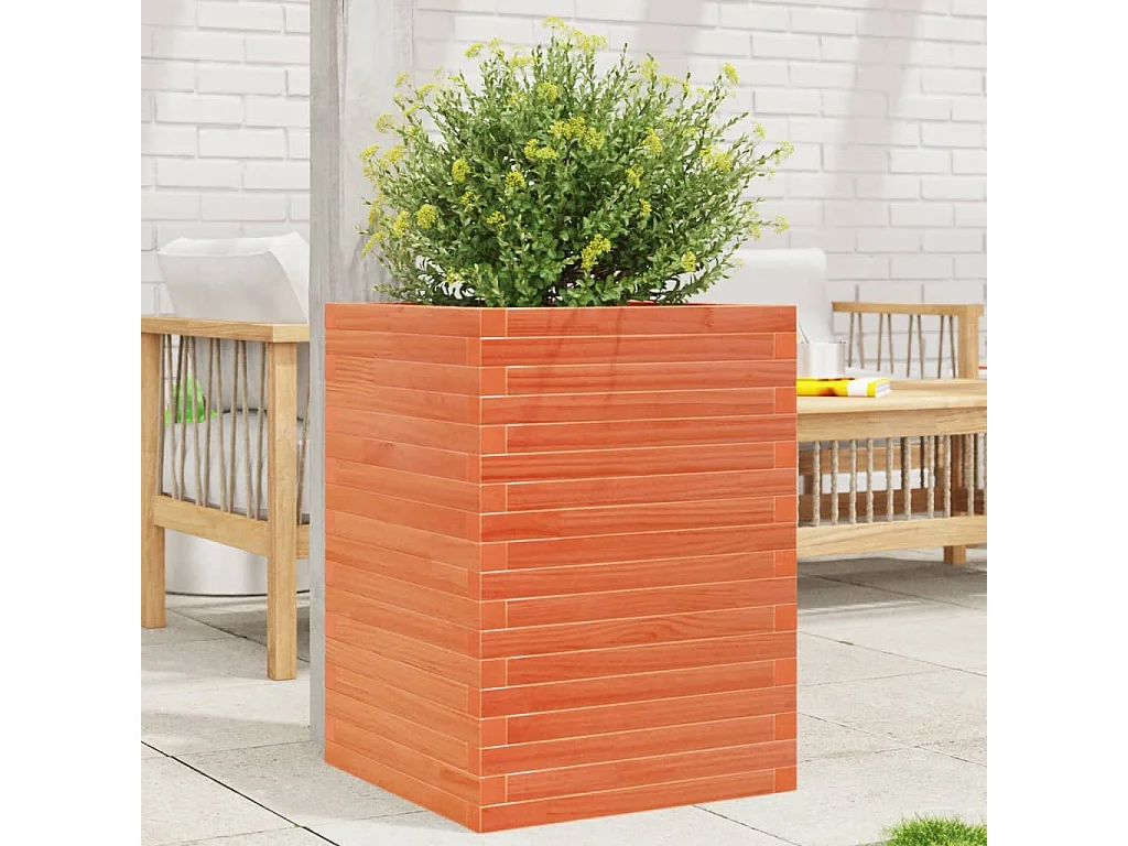 Jardinière cire marron 50x50x68,5 cm bois de pin massif