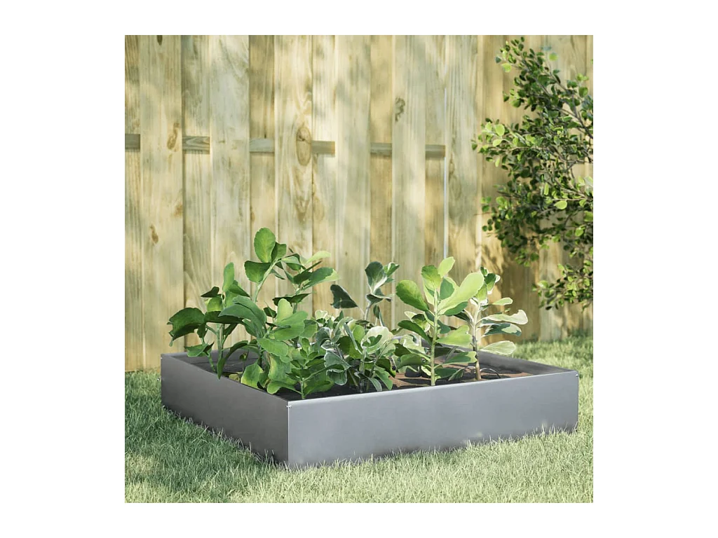 Fioriera Rialzata da Giardino 100x100x33,5cm in Acciaio Zincato